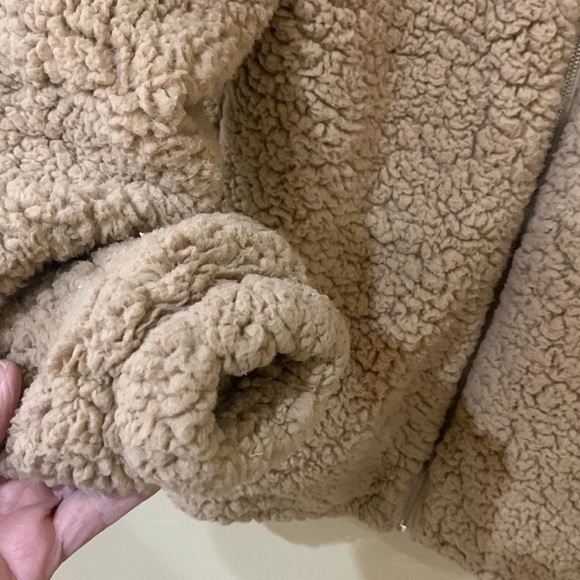 NINE West Faux Fur Tan Sherpa Teddy Zip Oversized Jacket | OVERSIZED XS - Picture 4 of 10